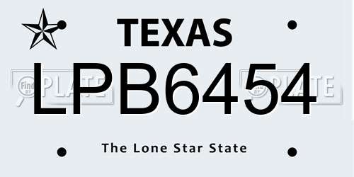 LPB6454 Texas License Plate