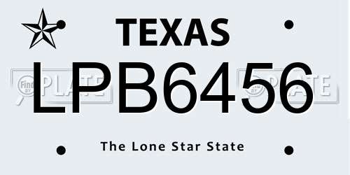 LPB6456 Texas License Plate