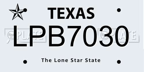 LPB7030 Texas License Plate
