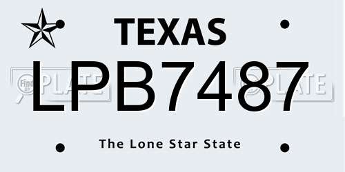 LPB7487 Texas License Plate
