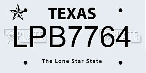 LPB7764 Texas License Plate