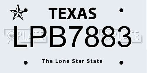 LPB7883 Texas License Plate