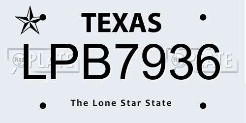LPB7936 Texas License Plate