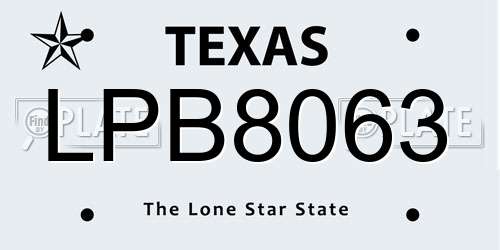LPB8063 Texas License Plate