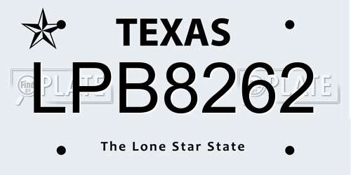 LPB8262 Texas License Plate