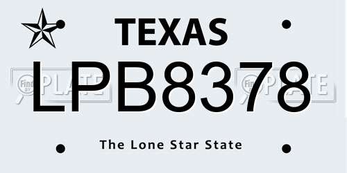LPB8378 Texas License Plate