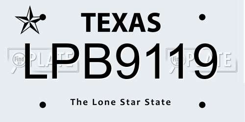 LPB9119 Texas License Plate