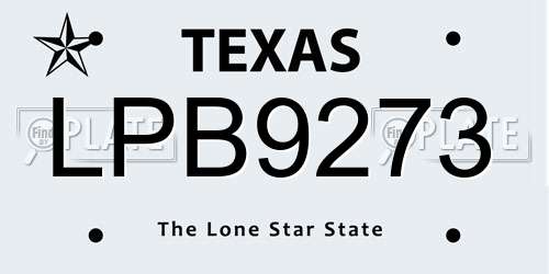 LPB9273 Texas License Plate