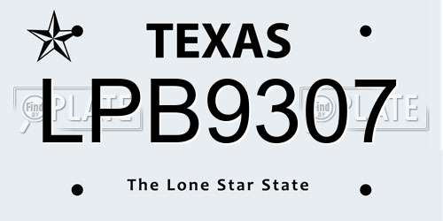 LPB9307 Texas License Plate