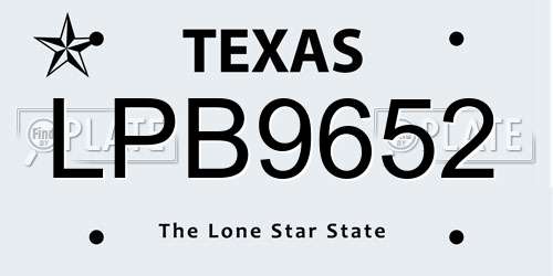 LPB9652 Texas License Plate
