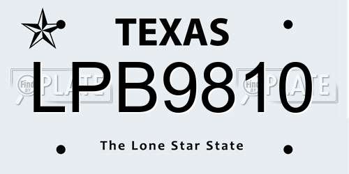 LPB9810 Texas License Plate