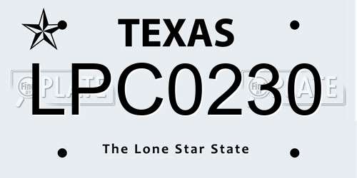 LPC0230 Texas License Plate