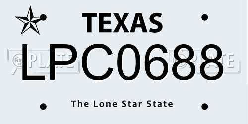 LPC0688 Texas License Plate