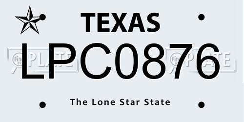 LPC0876 Texas License Plate