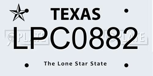 LPC0882 Texas License Plate