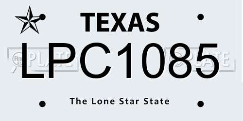 LPC1085 Texas License Plate