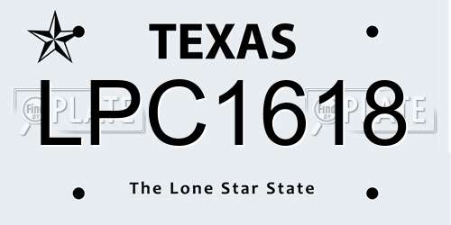 LPC1618 Texas License Plate
