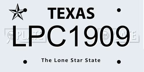 LPC1909 Texas License Plate