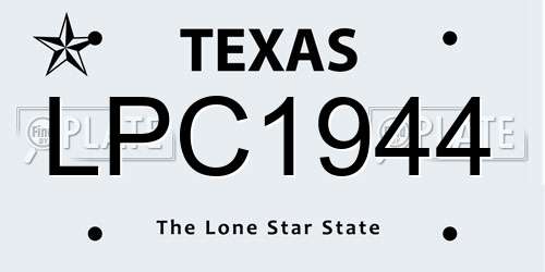 LPC1944 Texas License Plate
