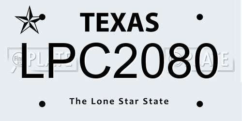 LPC2080 Texas License Plate