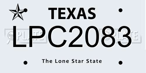 LPC2083 Texas License Plate