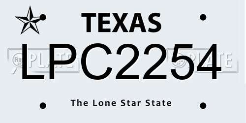 LPC2254 Texas License Plate