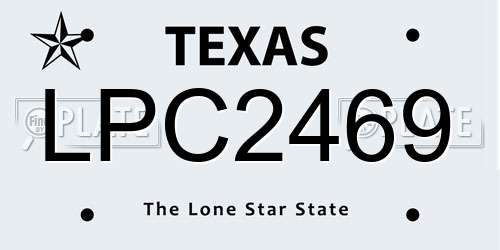LPC2469 Texas License Plate