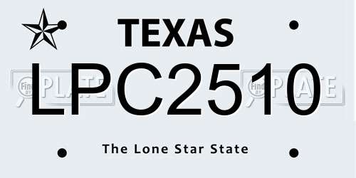 LPC2510 Texas License Plate