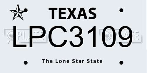 LPC3109 Texas License Plate