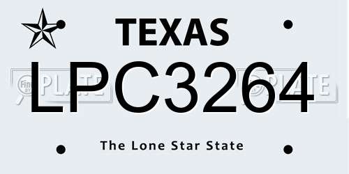 LPC3264 Texas License Plate
