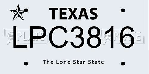 LPC3816 Texas License Plate