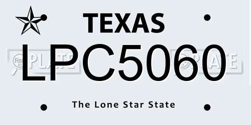 LPC5060 Texas License Plate