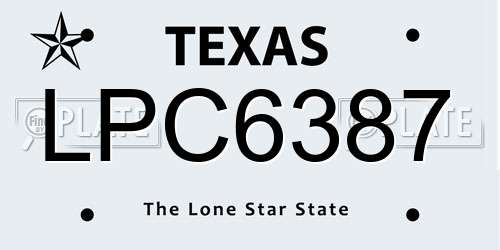 LPC6387 Texas License Plate