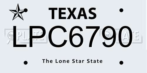 LPC6790 Texas License Plate