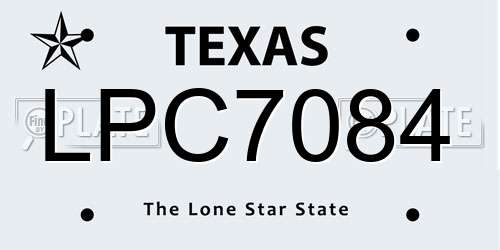 LPC7084 Texas License Plate