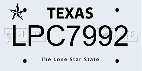 LPC7992 Texas License Plate