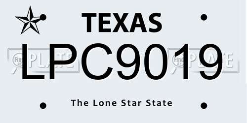 LPC9019 Texas License Plate