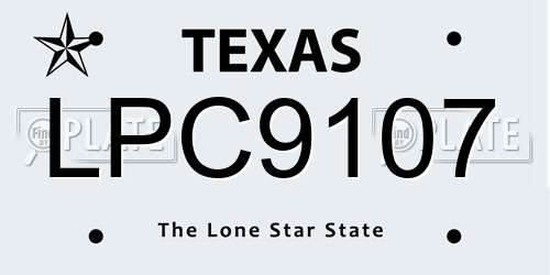 LPC9107 Texas License Plate