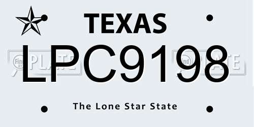 LPC9198 Texas License Plate