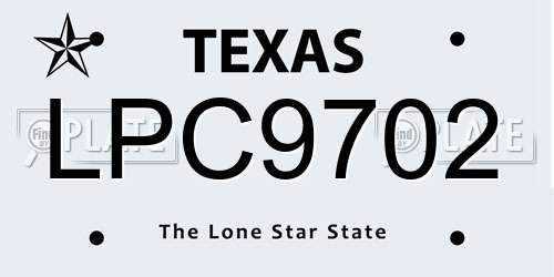 LPC9702 Texas License Plate