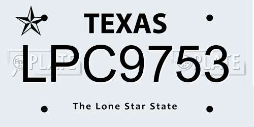 LPC9753 Texas License Plate