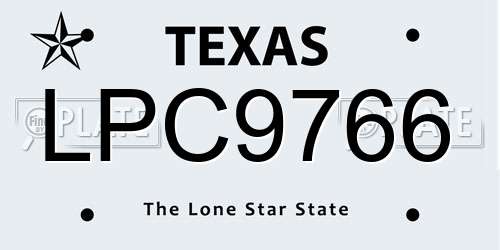 LPC9766 Texas License Plate
