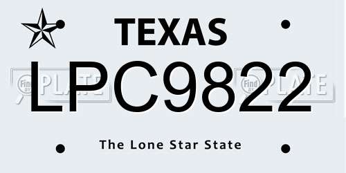 LPC9822 Texas License Plate