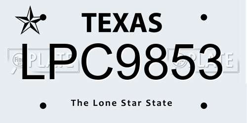 LPC9853 Texas License Plate