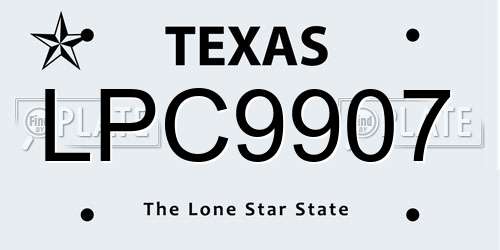 LPC9907 Texas License Plate