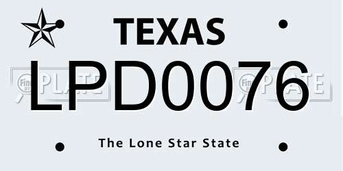 LPD0076 Texas License Plate