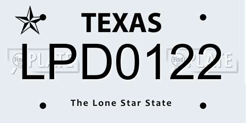 LPD0122 Texas License Plate