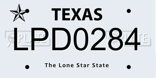 LPD0284 Texas License Plate