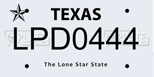 LPD0444 Texas License Plate
