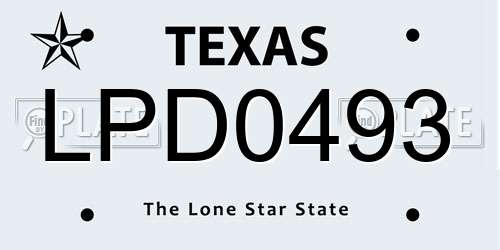 LPD0493 Texas License Plate